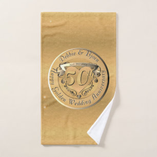 Goldene Medaille zum 50. Jahrestag der Hochzeit Badhandtuch Set
