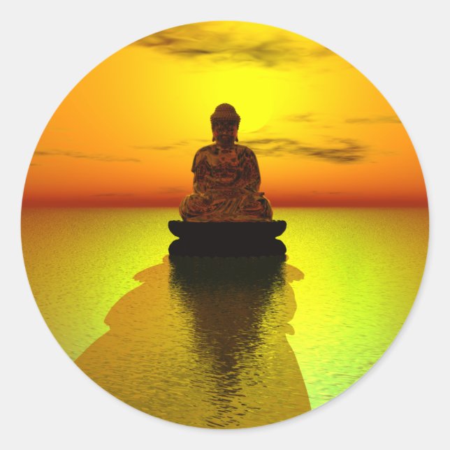 Goldene Meditation 3 Runder Aufkleber (Vorderseite)