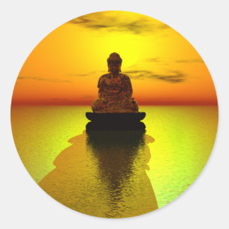 Goldene Meditation 3 Runder Aufkleber