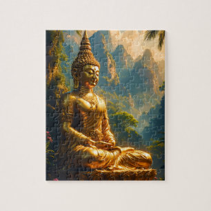 Goldene Meditation in den thailändischen Gipfeln Puzzle