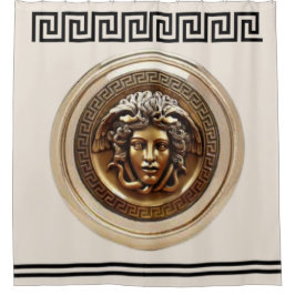 Goldene Medusa / Gorgon griechisches Schlüsselbeig Duschvorhang