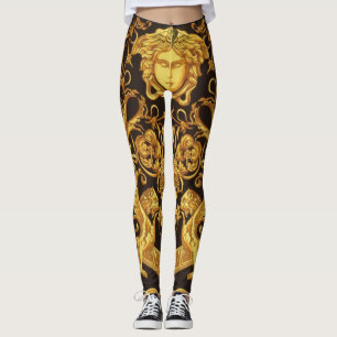Goldene Medusa mit Barock-Ornamenten Leggings
