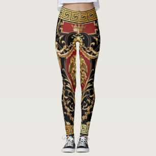 Goldene Medusa und Seraphen Schwarz, Gold und Rot Leggings