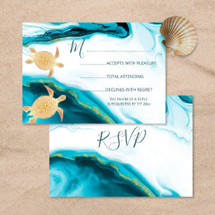 Goldene Meeresschildkröten Türkisfarbene Strandhoc RSVP Karte