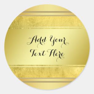 Goldene Metallfolie Faux Glitter Anpassen Klassisc Runder Aufkleber