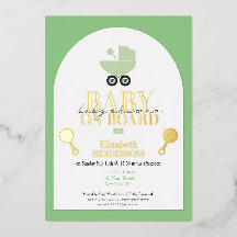 Goldene Metallic-Baby-Shower-Folie-Einladung