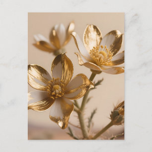 Goldene Metallische Blumen Luxuriöse Botanische El Postkarte