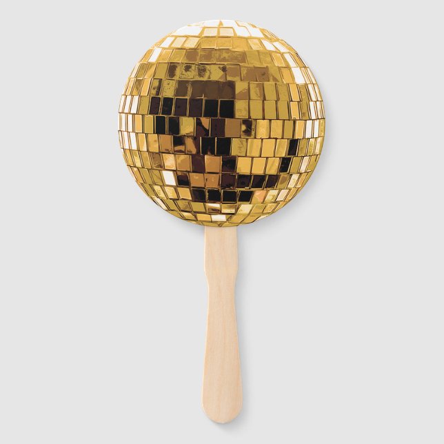 Goldene metallische Disco-Kugel Fächer (Vorderseite)