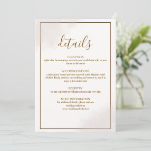 Goldene minimalistische Hochzeitsdetailskarte Karte