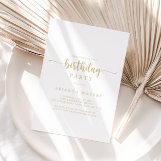 Goldene Minimalistische Kalligrafie Geburtstagspar Einladung