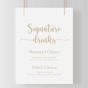 Goldene minimalistische Kalligrafie-Signature-Drin Poster
