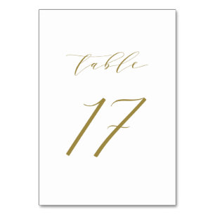 Goldene minimalistische Schrift Hochzeit Tisch Num Tischnummer