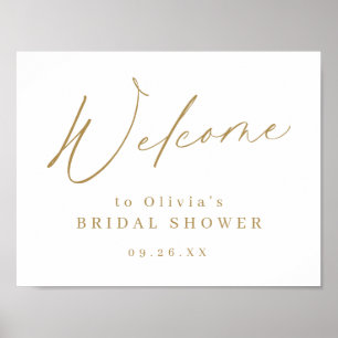 Goldene minimalistische Schrift Hochzeitsshower-Wi Poster