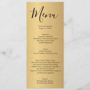 Goldene minimalistische Typografie Hochzeitsmenü M Menükarte