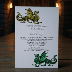 Goldene mittelalterliche Drache Hochzeitsreise Einladung