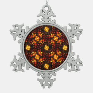 Goldene moderne Boho elegante abstrakte Kunstmuste Schneeflocken Zinn-Ornament