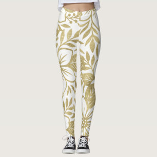 Goldene moderne florale elegante tropische Blüte Leggings