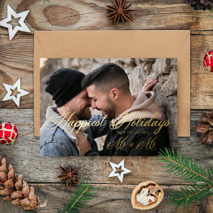 Goldene moderne Fröhliche Weihnachten Hochzeit Mr Folien Feiertagskarte