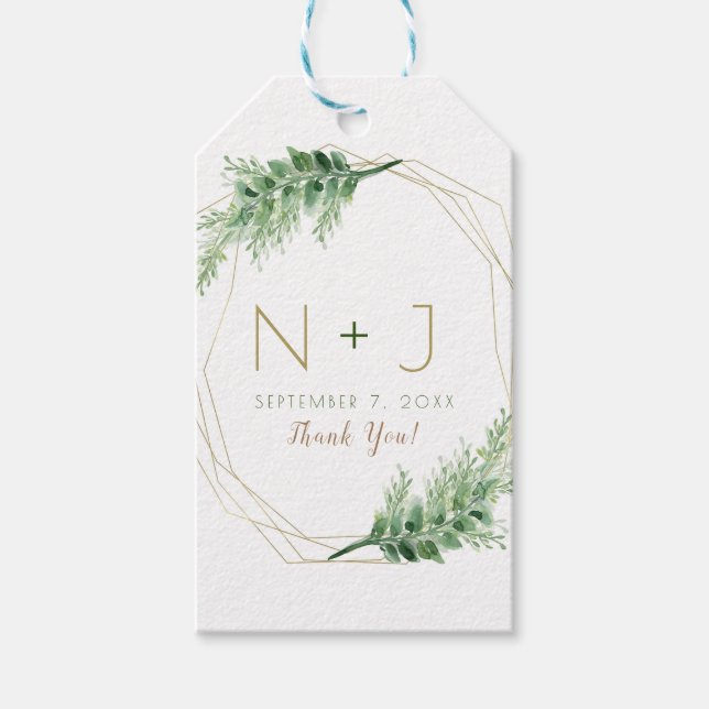 Goldene moderne goldene geometrische botanische Ho Geschenkanhänger (Vorderseite)