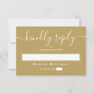 Goldene moderne minimalistische elegante Schriftar RSVP Karte