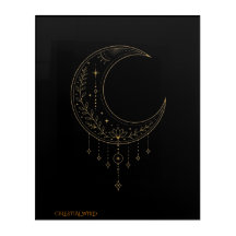 Goldene Mond Sonne Acryl-Wandkunst