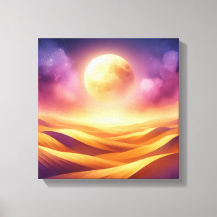 Goldene Mondlicht-Wüstenkunst – Zurück zur Schule Leinwanddruck