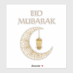 Goldene Mondsichel & Laterne Eid Mubarak Islamisch Aufkleber
