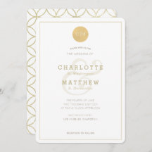 Goldene Mongram Geometrische Elegante Einladung zu