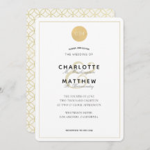 Goldene Mongram Geometrische Elegante Einladung zu