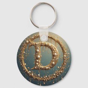 Goldene Monogramm-Anfangsbuchstabe D Schlüsselanhänger