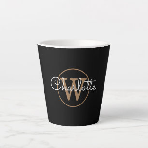 Goldene Monogramm Elegante Mädchen-Schrift Schwarz Milchtasse