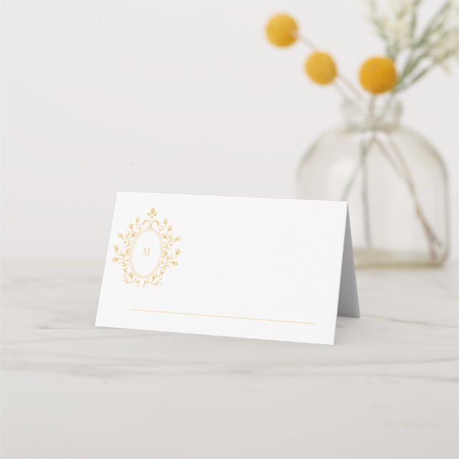 Goldene Monogramm-Eventkarte Platzkarte (Rückseite)