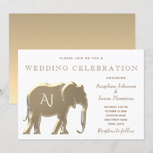 Goldene Monogramm-Hochzeit Einladung