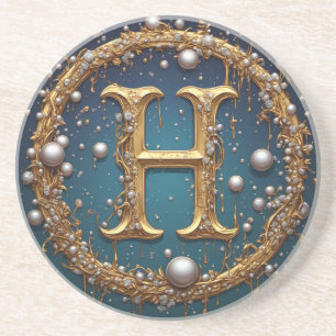 Goldene Monogramm-Initiale H Getränkeuntersetzer