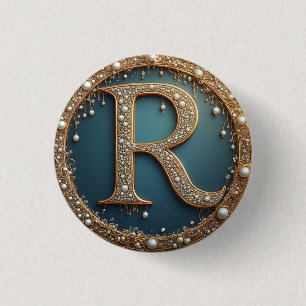 Goldene Monogramm-Initiale R Button