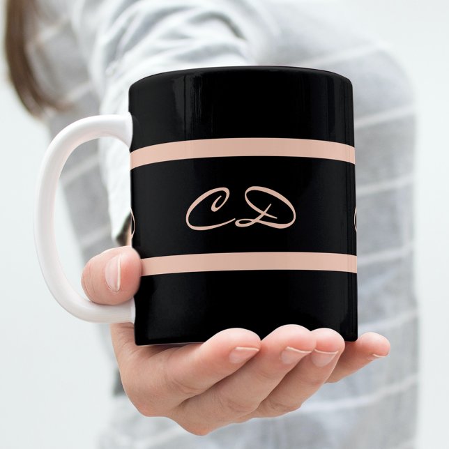 Goldene Monogramm-Initialen der Schwarzen Rose Kaffeetasse (Von Creator hochgeladen)
