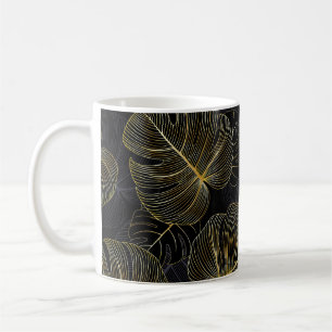 Goldene Monstera-Blätter, romantisches nahtloses B Kaffeetasse