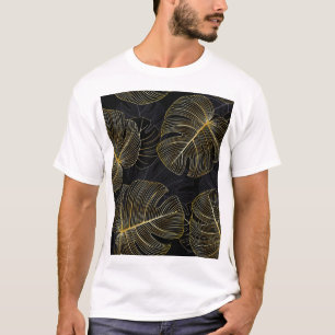 Goldene Monstera-Blätter, romantisches nahtloses B T-Shirt