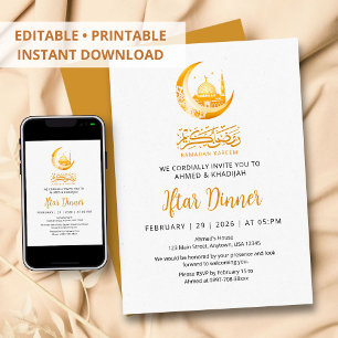 Goldene Moschee Mond Ramadan Iftar-Dinner-Einladun Einladung