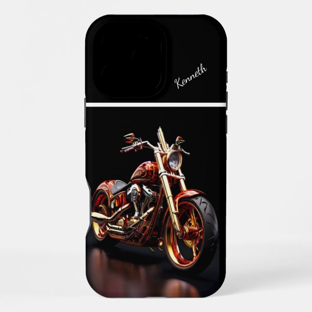 Goldene Motorradreflexion iPhone Hülle (Rückseite)