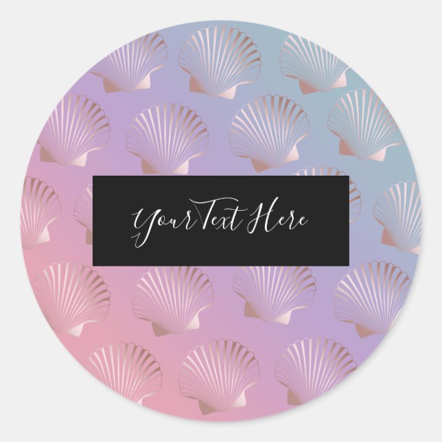 Goldene Muschelmuster der Girlande-Rose Runder Aufkleber (Vorderseite)