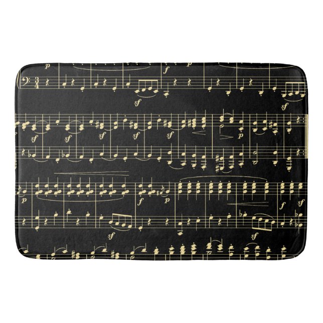 Goldene Musik auf schwarz Badematte (Vorderseite)