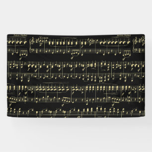 Goldene Musik auf schwarz Banner