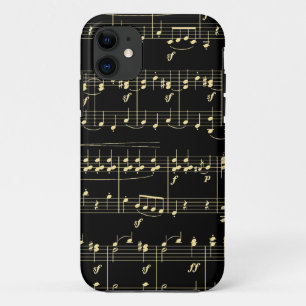 Goldene Musik auf schwarz Case-Mate iPhone Hülle
