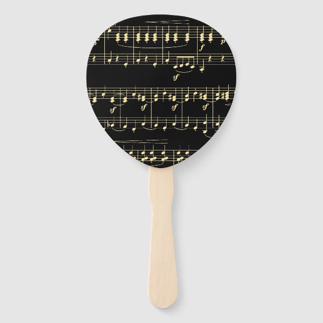 Goldene Musik auf schwarz Fächer (Vorderseite)