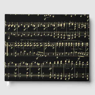 Goldene Musik auf schwarz Gästebuch