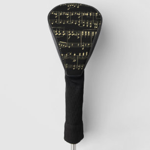 Goldene Musik auf schwarz Golf Headcover