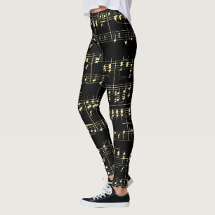 Goldene Musik auf schwarz Leggings