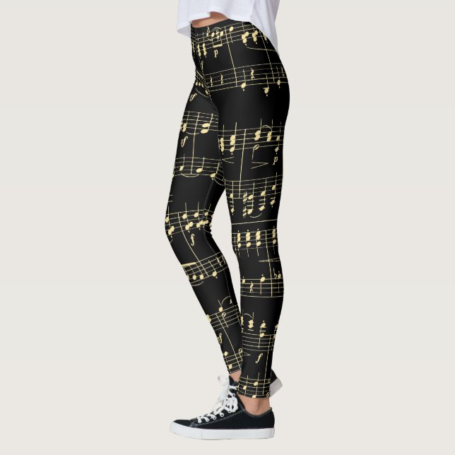 Goldene Musik auf schwarz Leggings (Links)