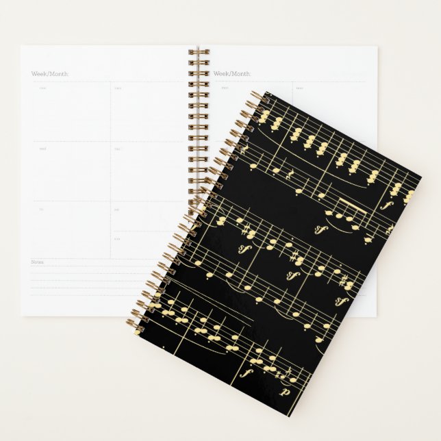 Goldene Musik auf schwarz Planer (Anzeige)